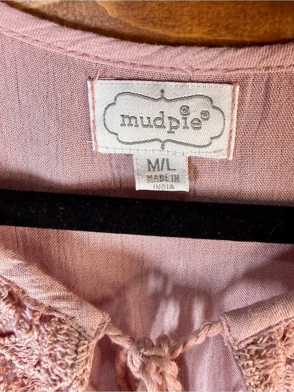 Mud Pie Lace Yoke Long Sleeve Tiered Dress in Dusty Rose Size M/L 💕🌸 - Picture 2 of 8